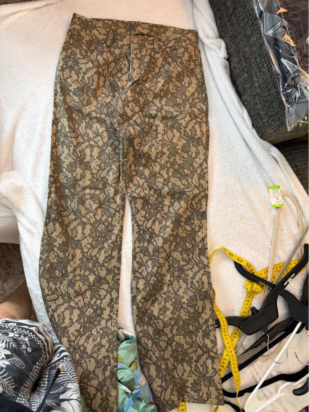 Laundry By Shelli Segal Brown Lace-Overlay Boot Cut Pants